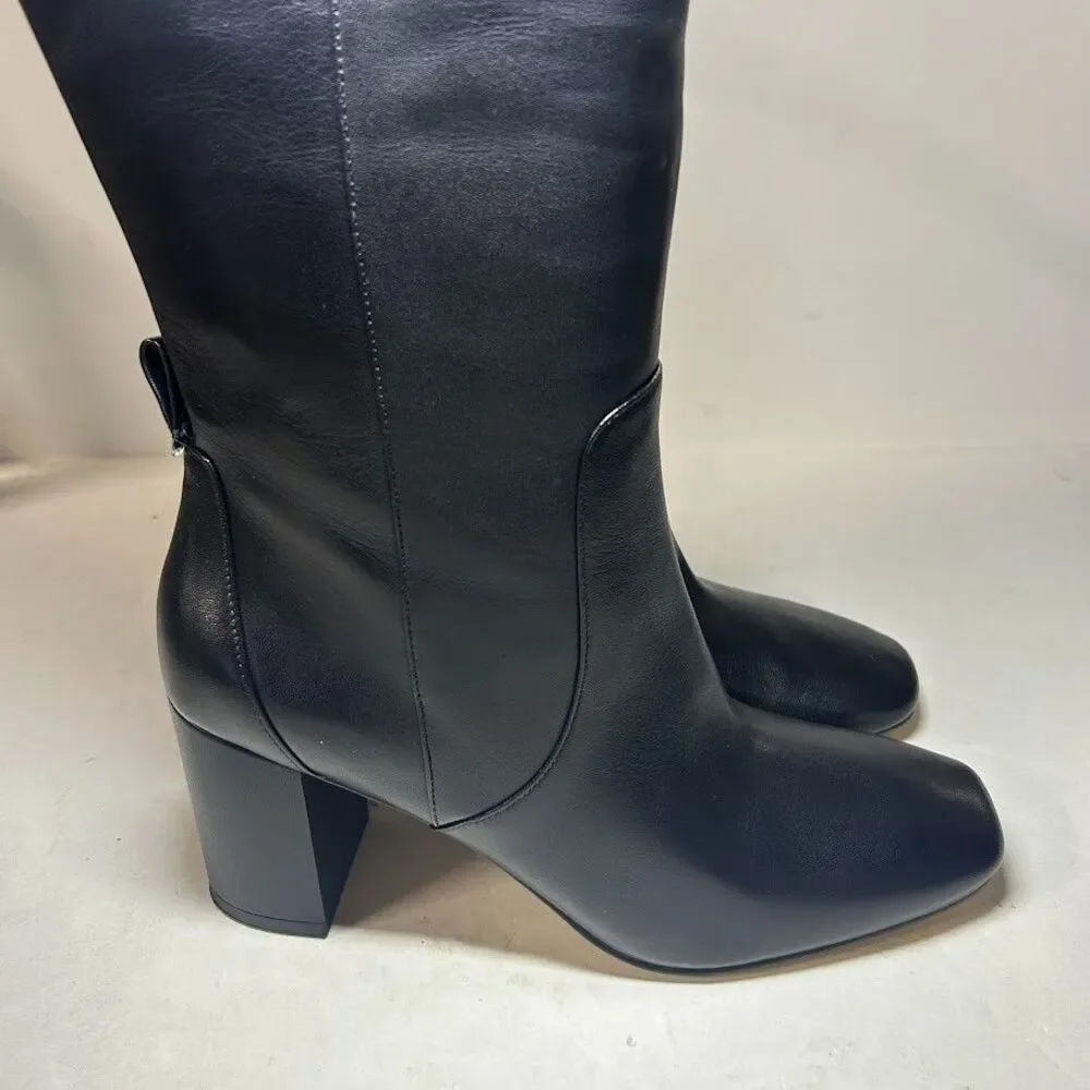 Cole Haan Womens 9.5 B Black Leather Chrystie Block Heel Riding Boots NIB OJ8